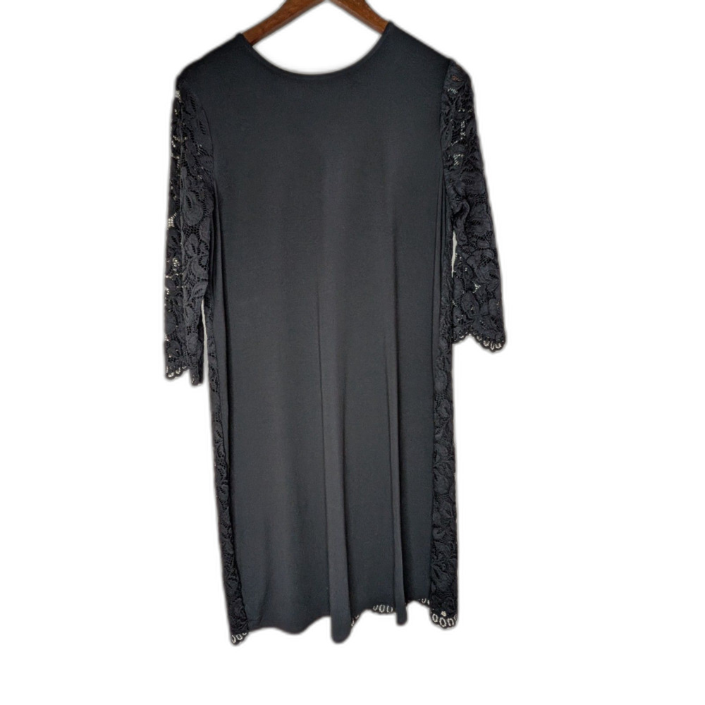 Wear Ever Collection Little Black Dress Lace Size M Sleeve Stretch Midi Shift